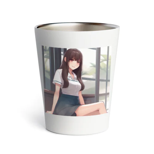 ロングヘアのかわいい女性のグッズ Thermo Tumbler