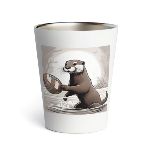 ラグビーボールを持つカワウソ Thermo Tumbler