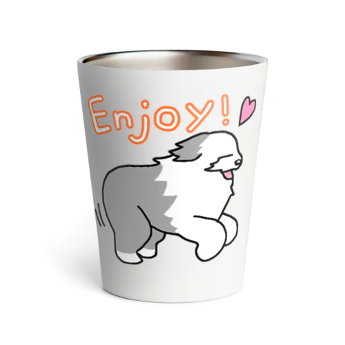 Old English Sheepdog Enjoying Thermo Tumbler