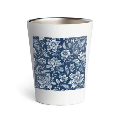 blue floral pattern Thermo Tumbler