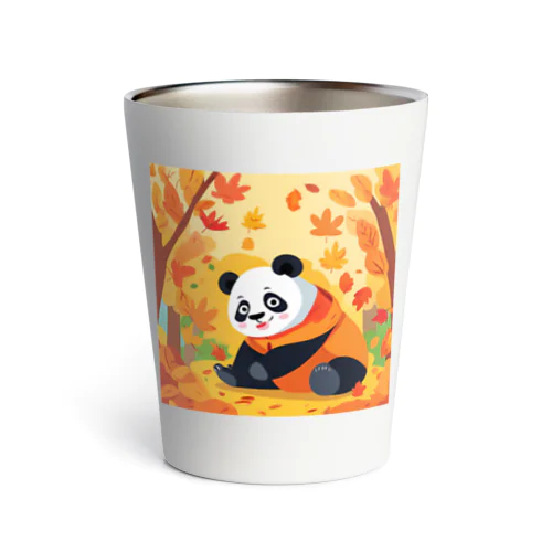 紅葉を楽しむパンダのイラストグッズ Thermo Tumbler