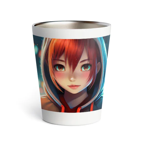 パーカーを着た赤毛の女の子 Thermo Tumbler