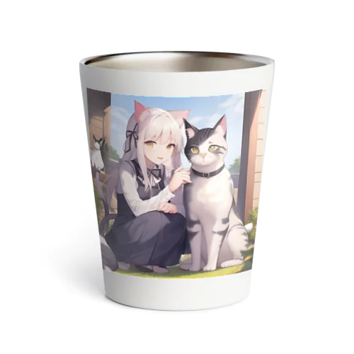 猫と猫耳少女 Thermo Tumbler