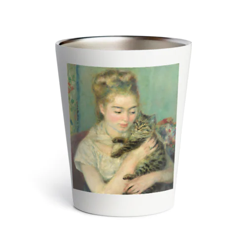 ルノワール「猫を抱く女性」　ピエール＝オーギュスト・ルノワールの絵画【名画】 Thermo Tumbler