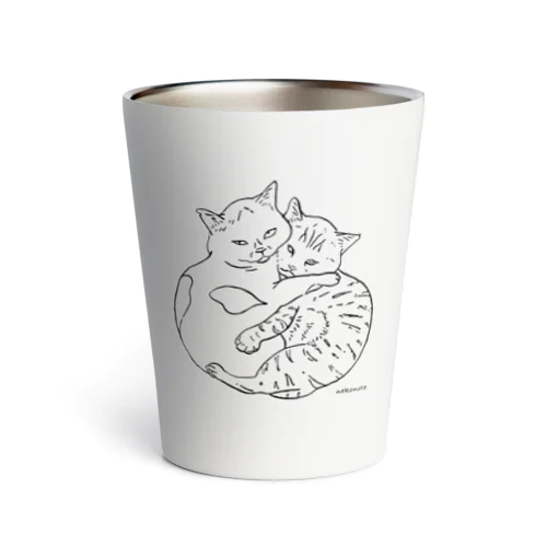 ねこが重なってギュッとしてるのは無条件で可愛いしかない団子のような図　クリアver. Thermo Tumbler