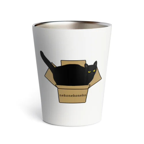 黒猫と段ボール Thermo Tumbler