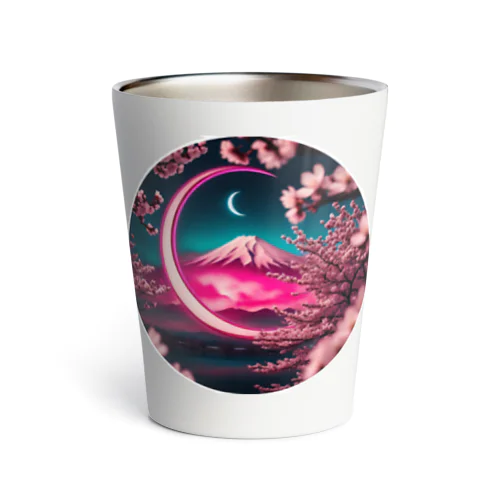 RetrowaveFlowerー富士山ー Thermo Tumbler