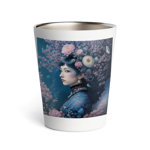 「夜桜の幻想：桜の精霊」 - "Night Sakura Fantasia: Spirit of the Cherry Blossom" Thermo Tumbler