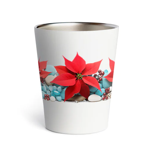 [12月]December-turquoise&Poinsettia Thermo Tumbler