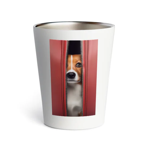 ジッパーから覗く犬 Thermo Tumbler