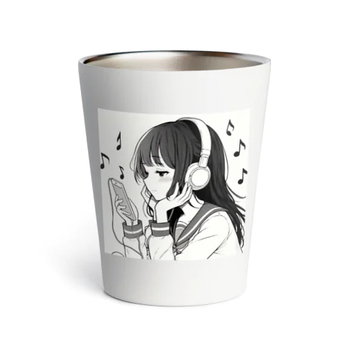 音楽を聴く女の子 Thermo Tumbler