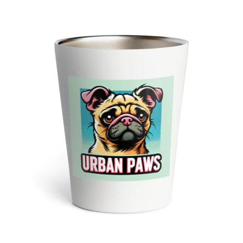 情けない顔のパグチワワ「Urban paws」 Thermo Tumbler