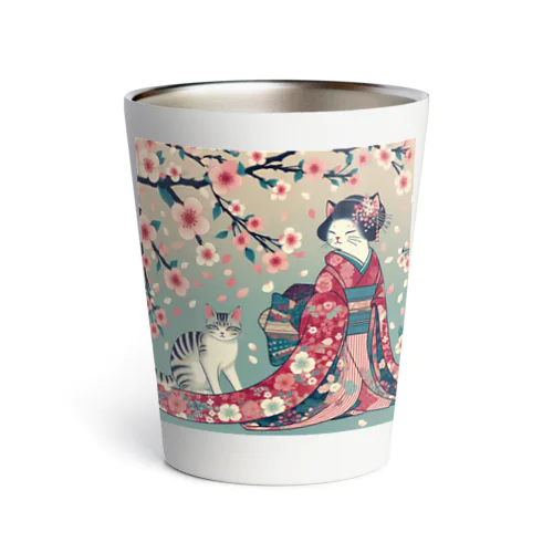 和風cat 見返り桜 Thermo Tumbler