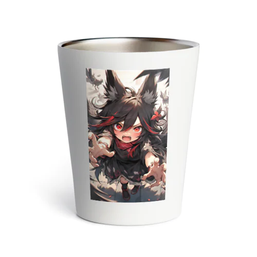 かけっこをする獣人の少女 Thermo Tumbler