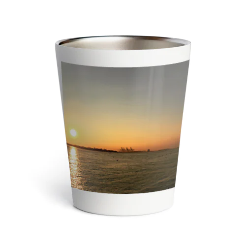 台湾淡水の夕日と月 Thermo Tumbler