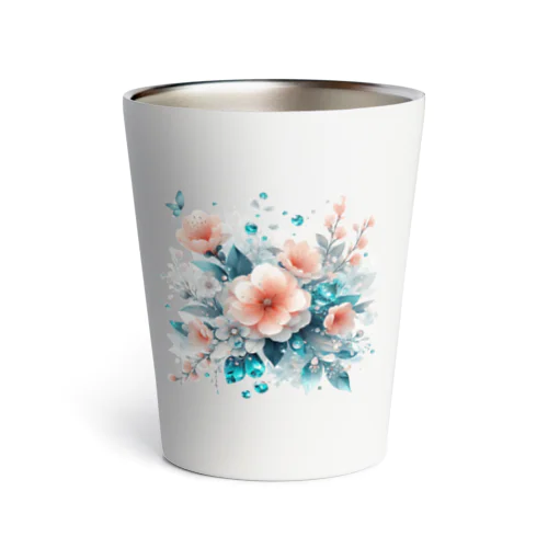 桃の花×エメラルド Thermo Tumbler