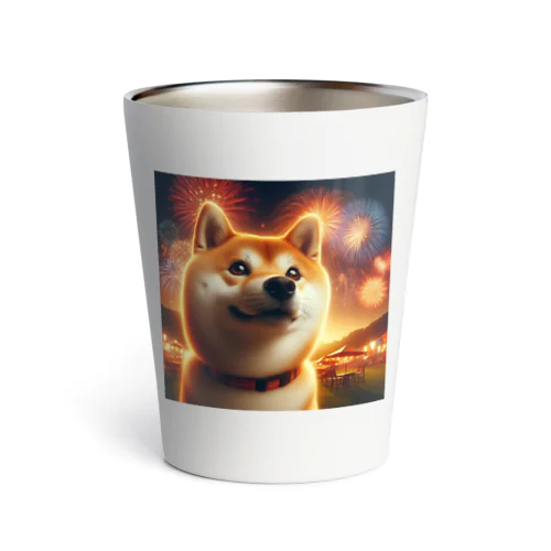 柴犬、花火を見る Thermo Tumbler