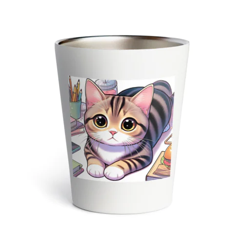 茶色い虎柄の猫 Thermo Tumbler