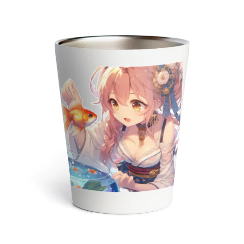 金魚と浴衣姿の女の子 Thermo Tumbler