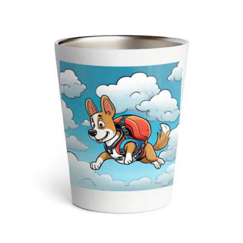 スカイダイビングをする犬 Thermo Tumbler