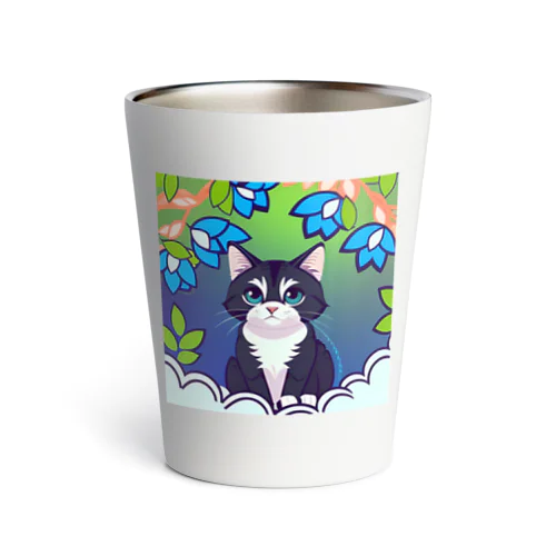 flowers and black cat Thermo Tumbler