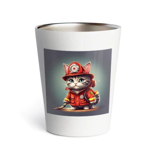  超キュートな消防士猫 サーモタンブラー