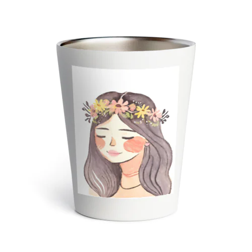 水彩画　花冠の女性 Thermo Tumbler