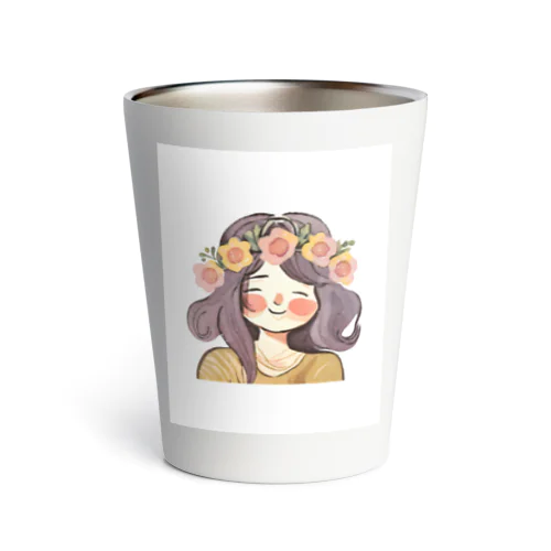 水彩画　花冠の少女 Thermo Tumbler