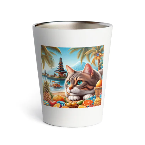 旅大好きなカッコいいねこがバリ島でのんびり Thermo Tumbler