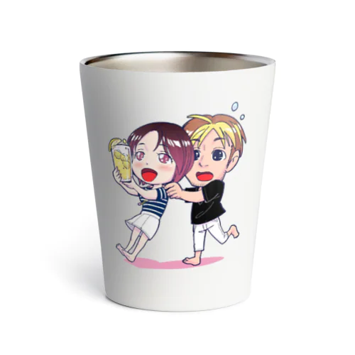 バツ2バツ1再婚夫婦イラスト Thermo Tumbler