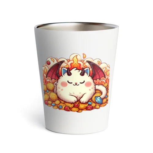 おやすみ！猫ドラゴン　背景透過ver Thermo Tumbler