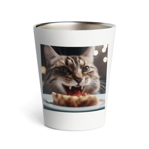 ごはんを食べている猫 Thermo Tumbler