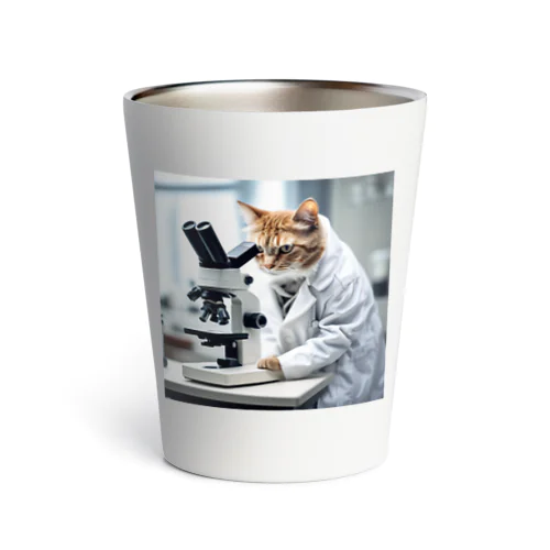 顕微鏡を覗き込む白衣を着た猫 Thermo Tumbler