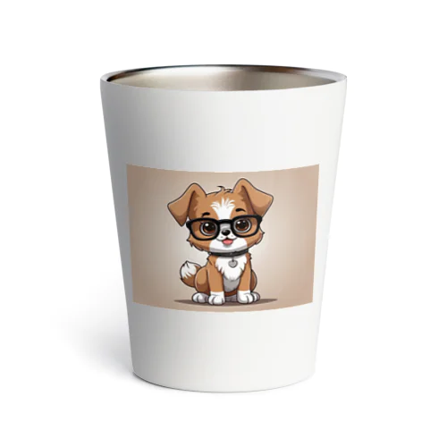 犬　カワイイ　眼鏡をかけている Thermo Tumbler