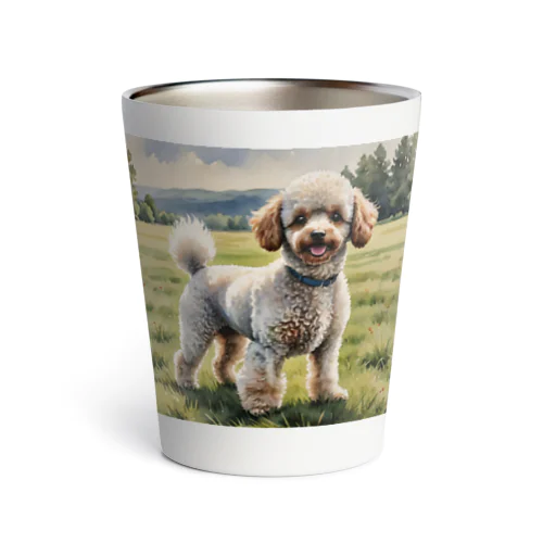 トイ・プードル　Toy Poodle　水彩画風 Thermo Tumbler