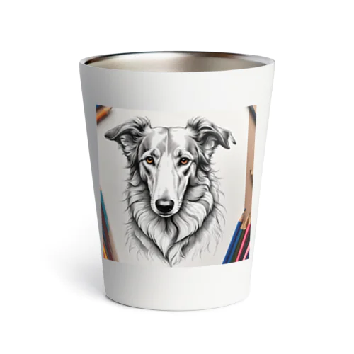  ボルゾイ（犬）をモチーフにしたわんちゃんNo.2 Thermo Tumbler