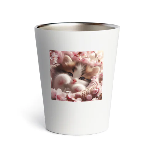 桜と子猫 Thermo Tumbler