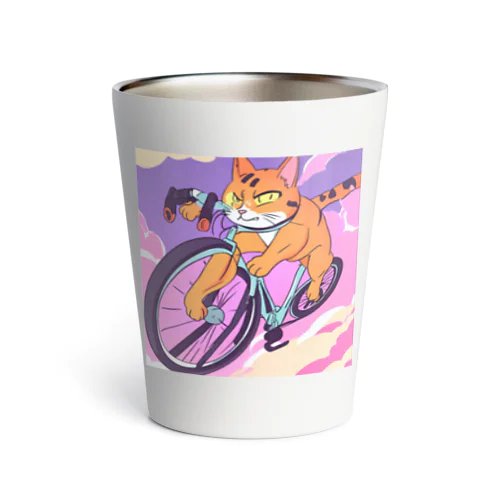 猫、チャリでお出掛け Thermo Tumbler