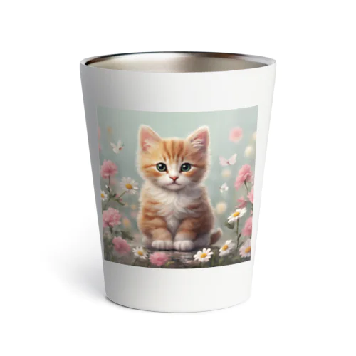 可愛い猫に華を添えて Thermo Tumbler