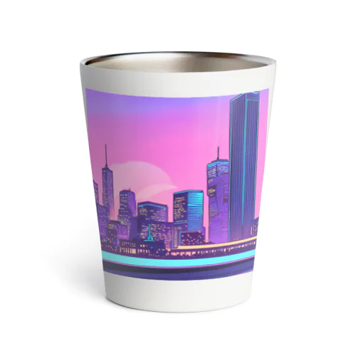 ネオンカラーで輝く都市3 Thermo Tumbler