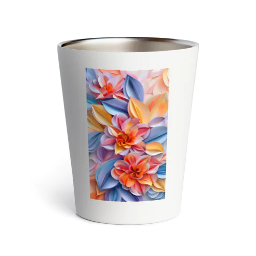 デジタル３D春の花柄紙細工風アート Thermo Tumbler