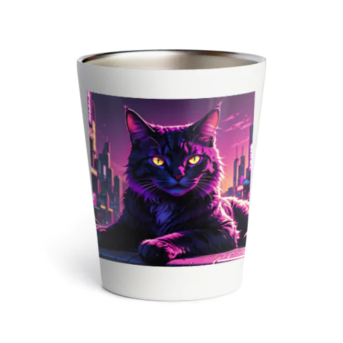 夜の静けさを満喫する猫 Thermo Tumbler