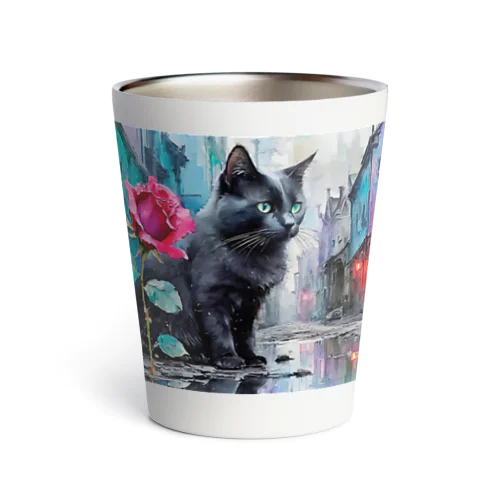 薔薇と黒猫🌹🐈‍⬛ Thermo Tumbler