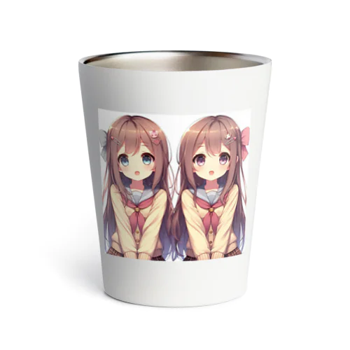 愛らしい可愛い双子の姉妹 Thermo Tumbler