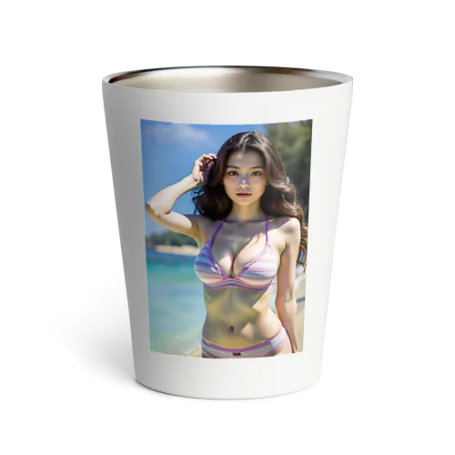 「海辺の恋模様: AI美女のビーチウェア・ファンタジー」vol251 サーモタンブラー