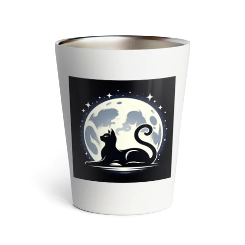 【Cat's Moonlight Stretch】- 月夜の猫シルエット Thermo Tumbler