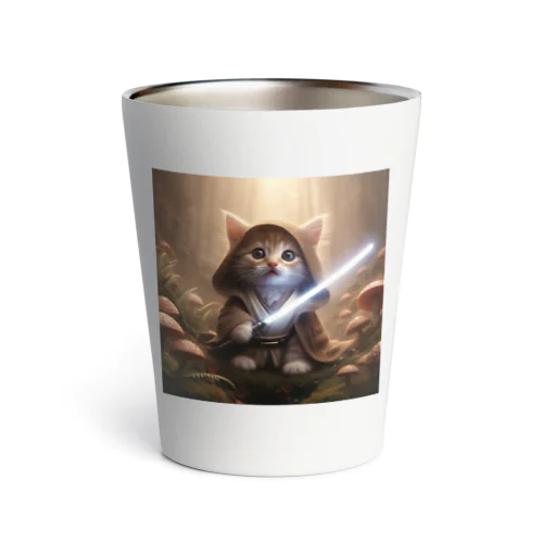 ライトセイバーを持ったかわいい猫 Thermo Tumbler