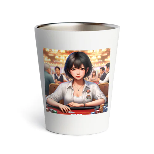 ポーカーをする女の子 Thermo Tumbler