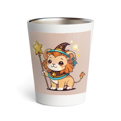 魔法の杖を持ったかわいいライオン Thermo Tumbler