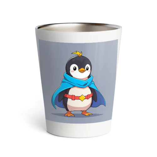 スーパーヒーローのマントを着たかわいいペンギン Thermo Tumbler